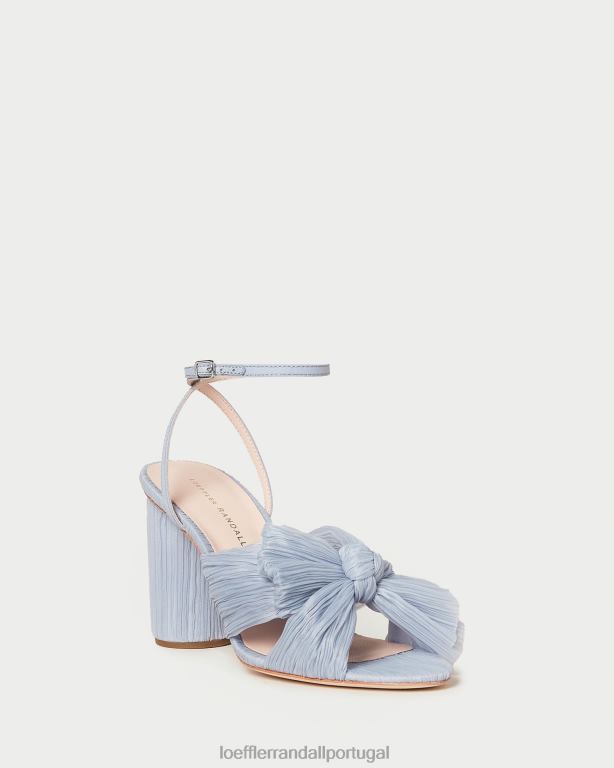 Loeffler Randall mulheres camélia com salto plissado sapato azul FF0JR7