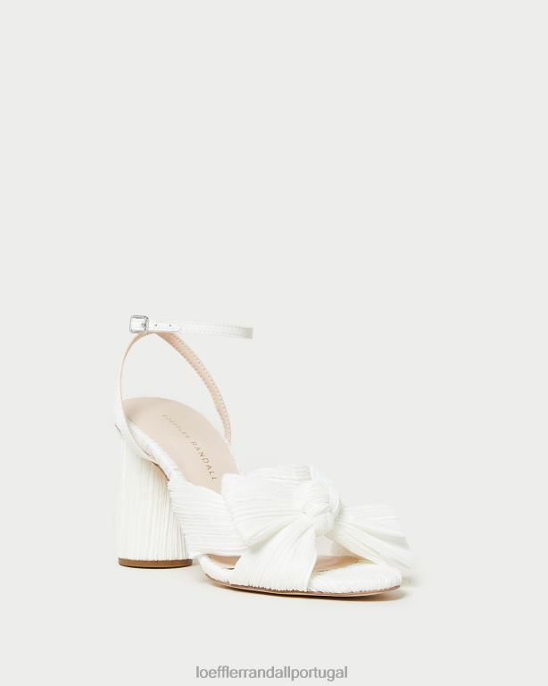 Loeffler Randall mulheres camélia com salto plissado sapato branco FF0JR32