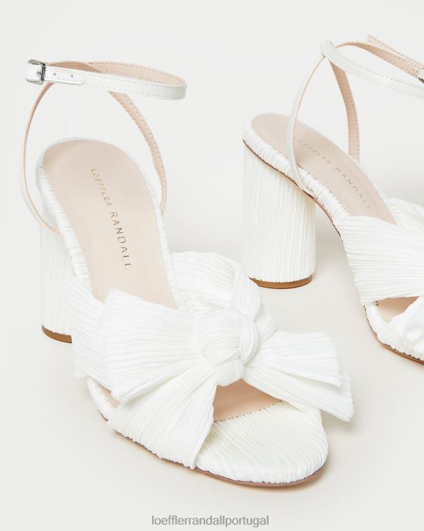 Loeffler Randall mulheres camélia com salto plissado sapato branco FF0JR32