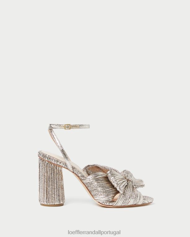 Loeffler Randall mulheres camélia com salto plissado sapato champanhe FF0JR64