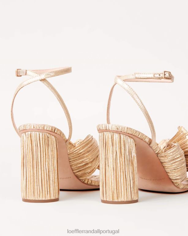 Loeffler Randall mulheres camélia com salto plissado sapato ouro FF0JR5