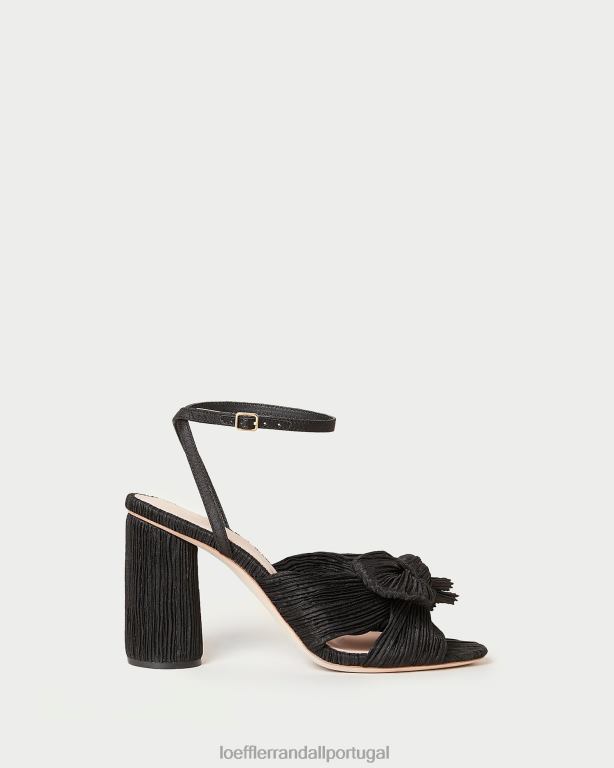 Loeffler Randall mulheres camélia com salto plissado sapato preto FF0JR17