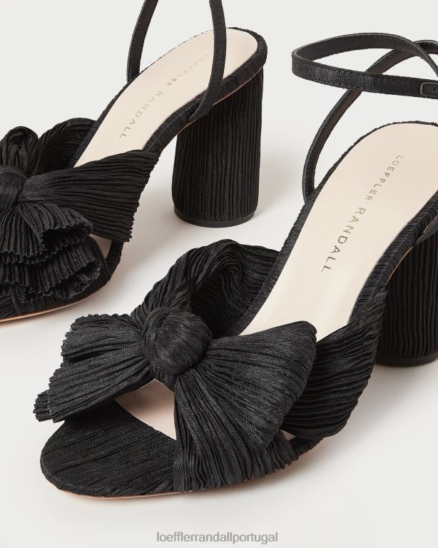 Loeffler Randall mulheres camélia com salto plissado sapato preto FF0JR17