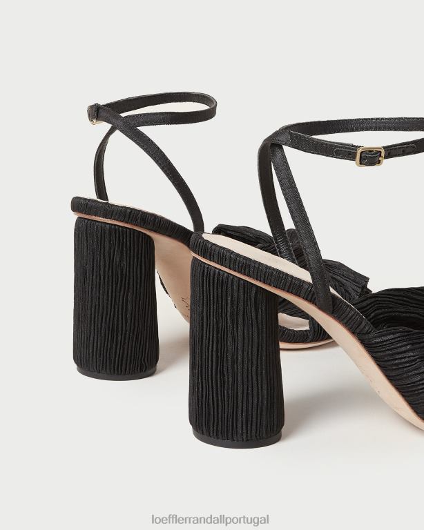 Loeffler Randall mulheres camélia com salto plissado sapato preto FF0JR17
