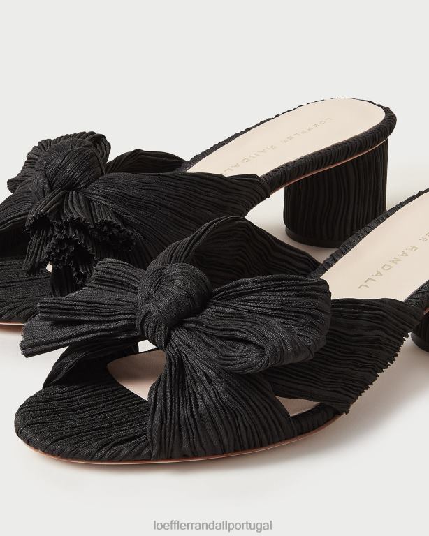 Loeffler Randall mulheres emilia salto laço plissado sapato preto FF0JR18