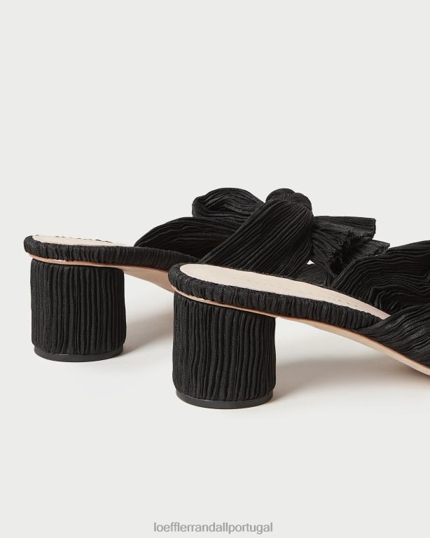 Loeffler Randall mulheres emilia salto laço plissado sapato preto FF0JR18
