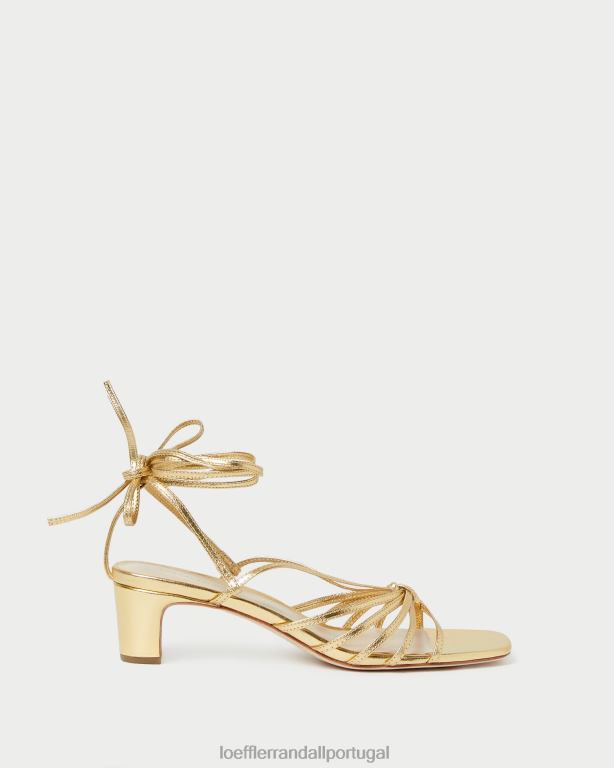 Loeffler Randall mulheres lola nó com cadarço no meio do salto sapato ouro FF0JR85