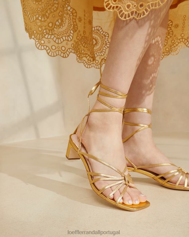 Loeffler Randall mulheres lola nó com cadarço no meio do salto sapato ouro FF0JR85