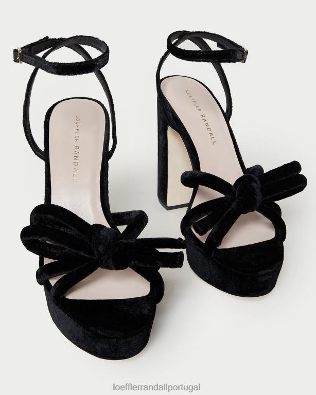 Loeffler Randall mulheres melany salto plataforma com laço sapato preto FF0JR55