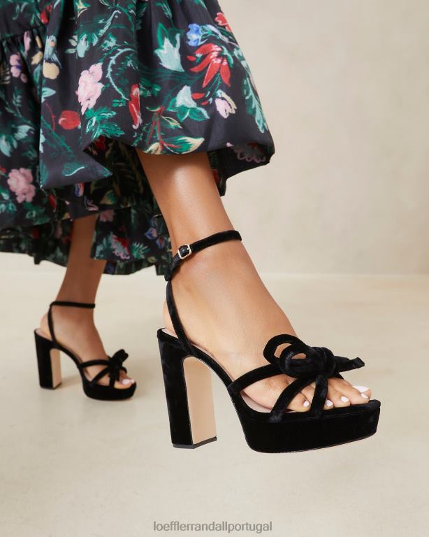 Loeffler Randall mulheres melany salto plataforma com laço sapato preto FF0JR55