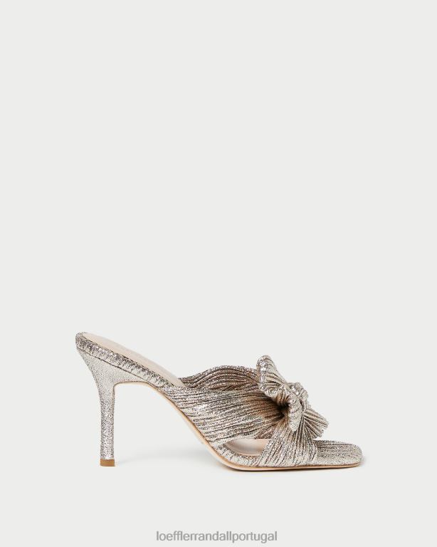 Loeffler Randall mulheres mule laço plissado claudia sapato champanhe FF0JR94