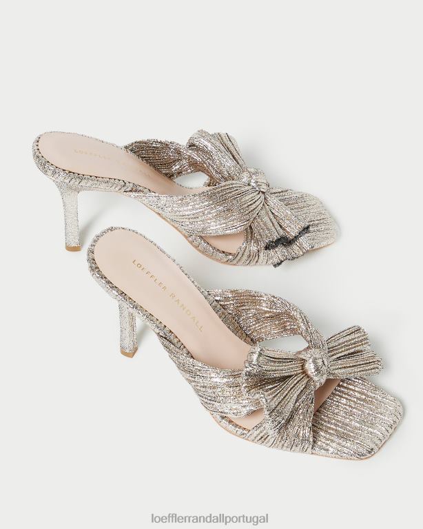 Loeffler Randall mulheres mule laço plissado claudia sapato champanhe FF0JR94