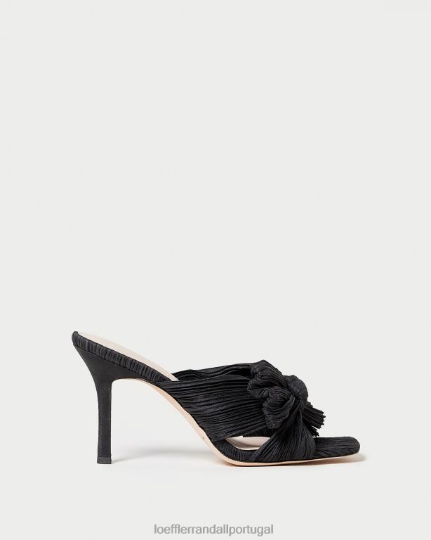 Loeffler Randall mulheres mule laço plissado claudia sapato preto FF0JR60