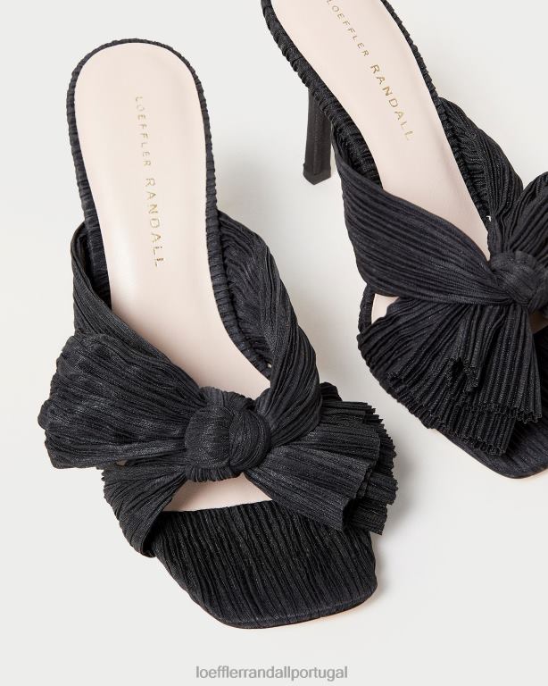 Loeffler Randall mulheres mule laço plissado claudia sapato preto FF0JR60