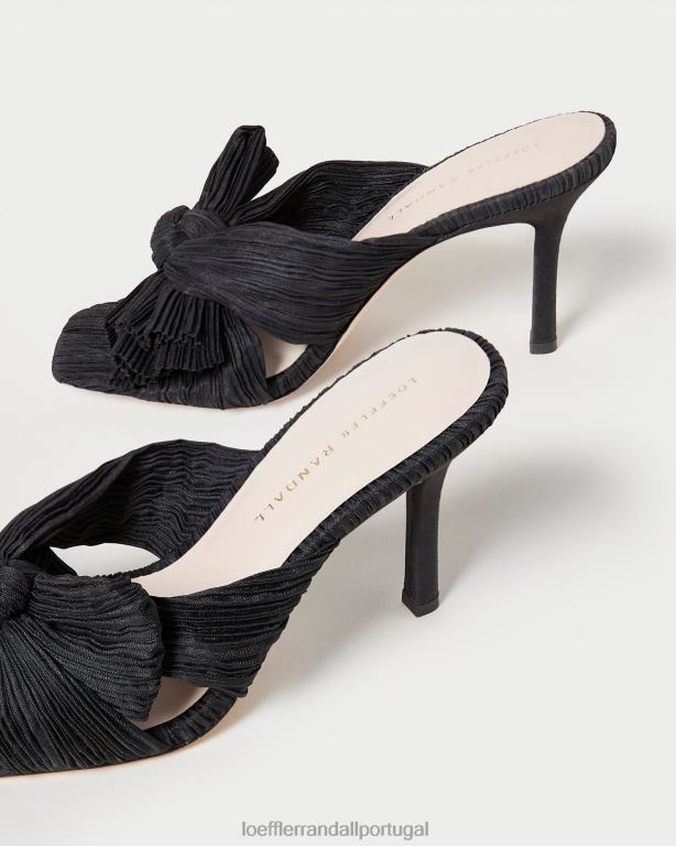 Loeffler Randall mulheres mule laço plissado claudia sapato preto FF0JR60