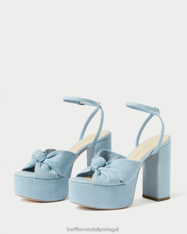 Loeffler Randall mulheres plataforma nó roz sapato jeans claro FF0JR84
