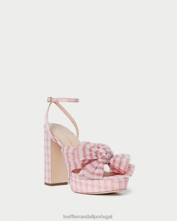 Loeffler Randall mulheres salto com laço natália sapato guingão rosa suave FF0JR82