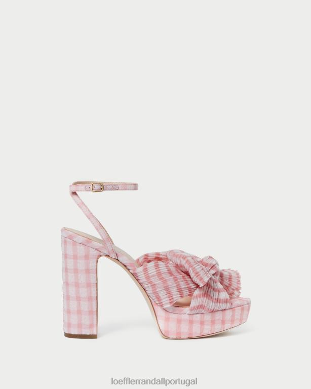 Loeffler Randall mulheres salto com laço natália sapato guingão rosa suave FF0JR82