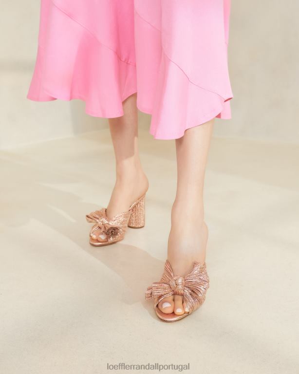 Loeffler Randall mulheres salto com laço plissado centavo sapato duna FF0JR76