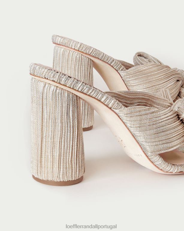 Loeffler Randall mulheres salto com laço plissado centavo sapato platina FF0JR10