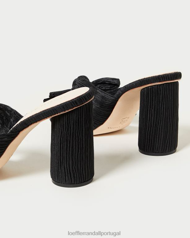 Loeffler Randall mulheres salto com laço plissado centavo sapato preto FF0JR43