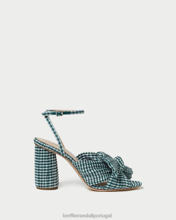 Loeffler Randall mulheres salto de camélia sapato mini guingão verde FF0JR96