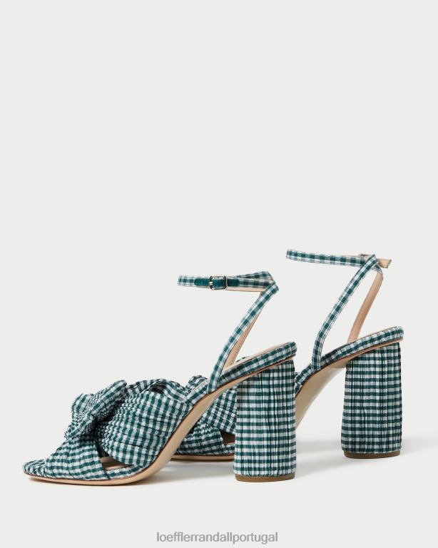 Loeffler Randall mulheres salto de camélia sapato mini guingão verde FF0JR96