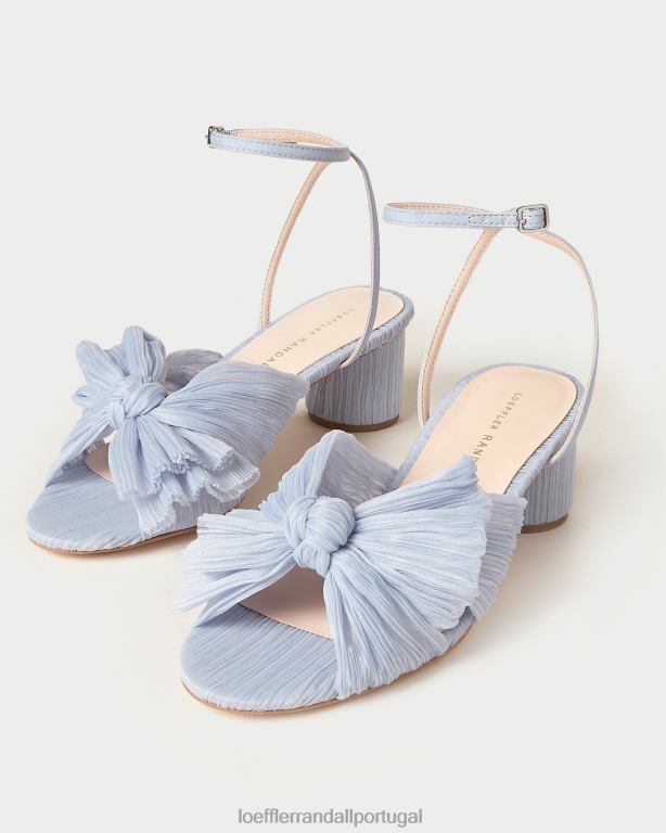 Loeffler Randall mulheres salto laço plissado dália sapato azul FF0JR4