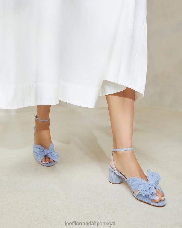 Loeffler Randall mulheres salto laço plissado dália sapato azul FF0JR4