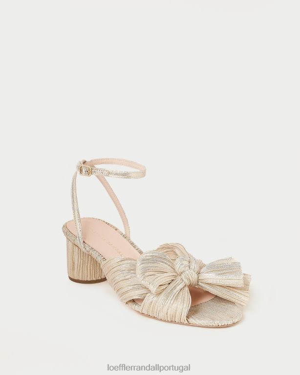 Loeffler Randall mulheres salto laço plissado dália sapato platina FF0JR6