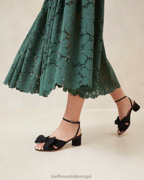 Loeffler Randall mulheres salto laço plissado dália sapato preto FF0JR25