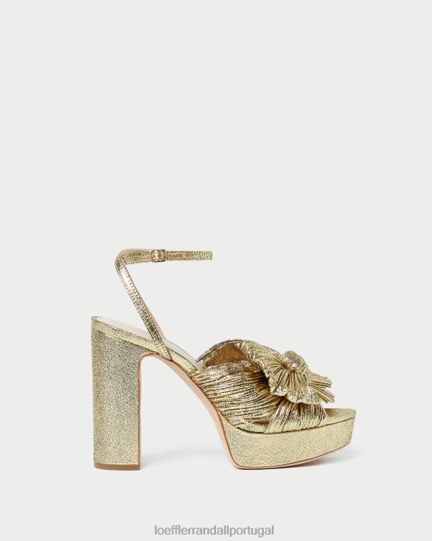 Loeffler Randall mulheres salto plataforma com laço natalia sapato ouro FF0JR89