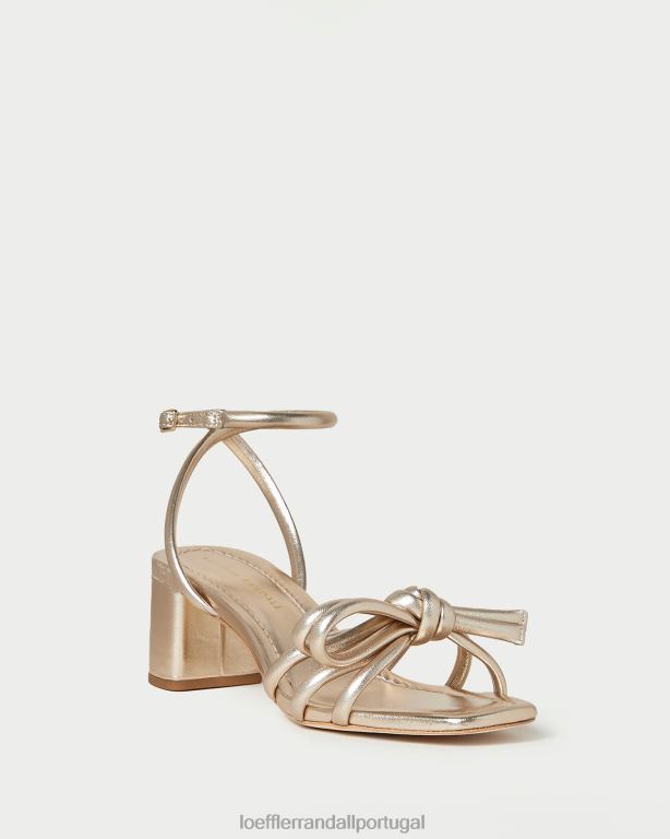 Loeffler Randall mulheres sandália de salto médio mikel bow sapato champanhe FF0JR22