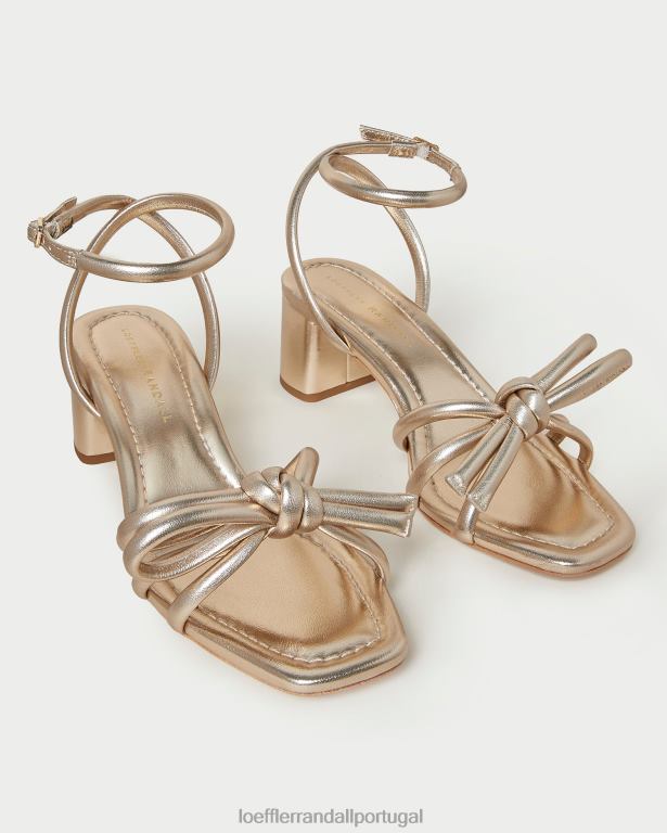 Loeffler Randall mulheres sandália de salto médio mikel bow sapato champanhe FF0JR22
