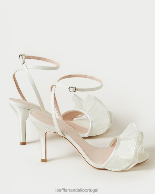 Loeffler Randall mulheres sandália estella de salto com babados sapato pérola FF0JR42