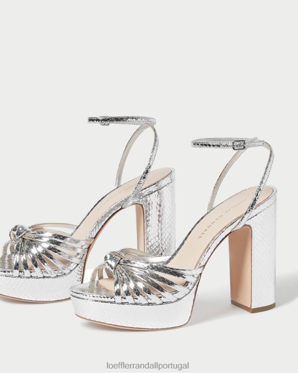 Loeffler Randall mulheres sandália plataforma rivka nó sapato prata FF0JR75
