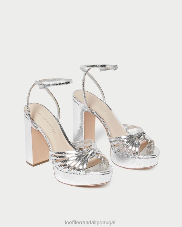 Loeffler Randall mulheres sandália plataforma rivka nó sapato prata FF0JR75