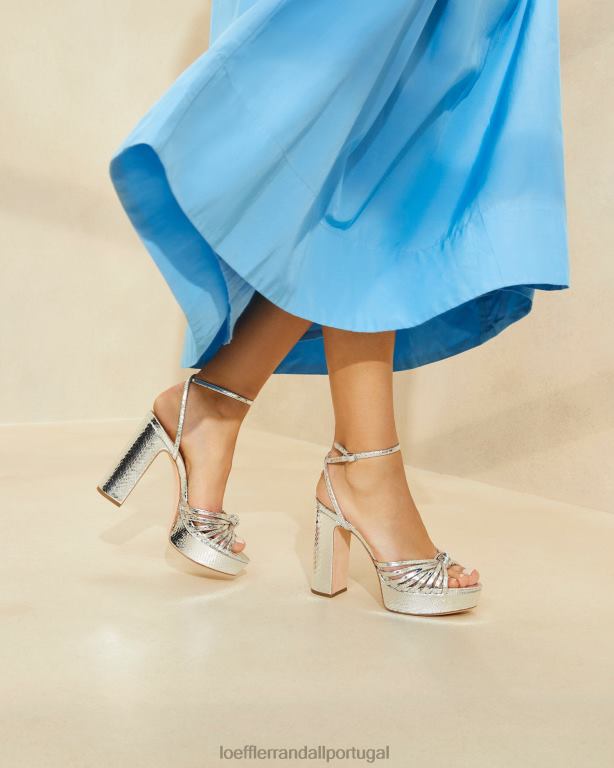 Loeffler Randall mulheres sandália plataforma rivka nó sapato prata FF0JR75