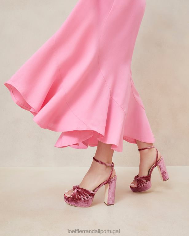 Loeffler Randall mulheres sandália plataforma rivka nó sapato rosa de chá FF0JR48