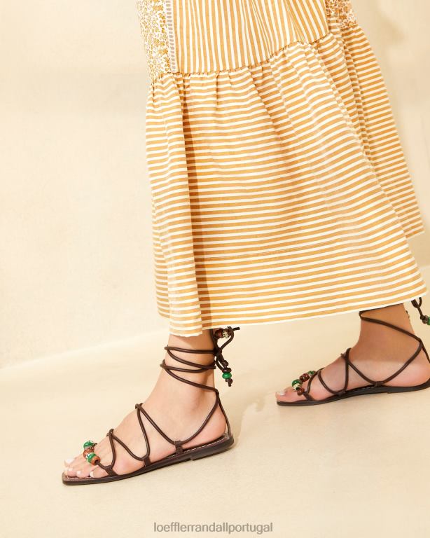 Loeffler Randall mulheres sandália colleen com amarração sapato chocolate FF0JR134