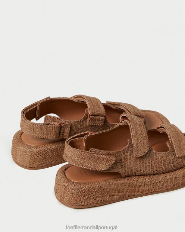 Loeffler Randall mulheres sandália plataforma blaise ráfia sapato marrom FF0JR110
