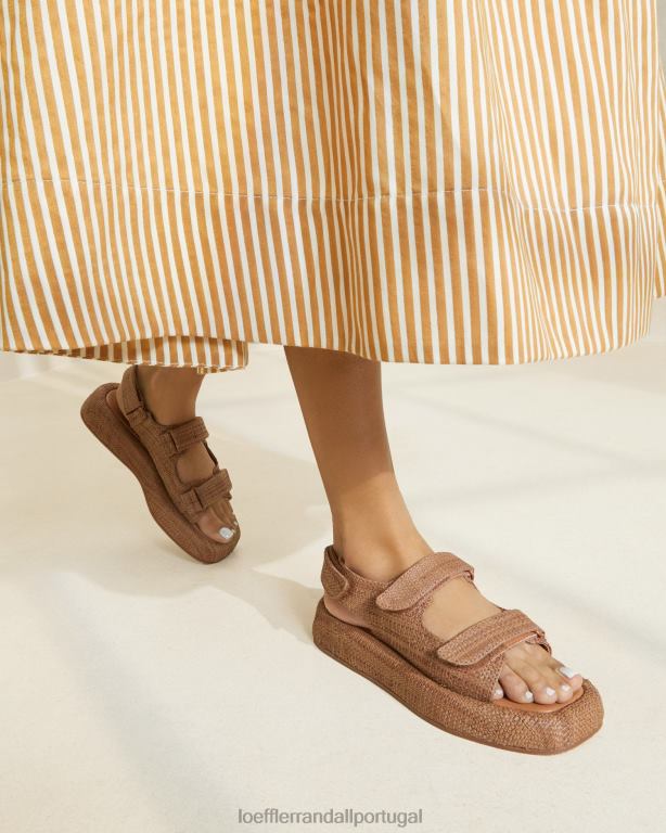 Loeffler Randall mulheres sandália plataforma blaise ráfia sapato marrom FF0JR110