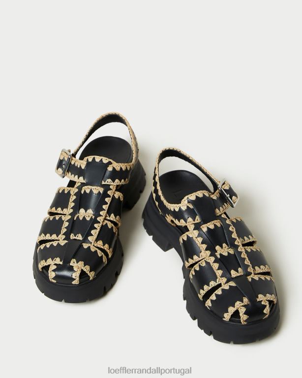 Loeffler Randall mulheres sandália talia sapato preto/natural FF0JR125