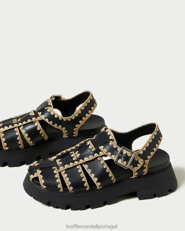 Loeffler Randall mulheres sandália talia sapato preto/natural FF0JR125