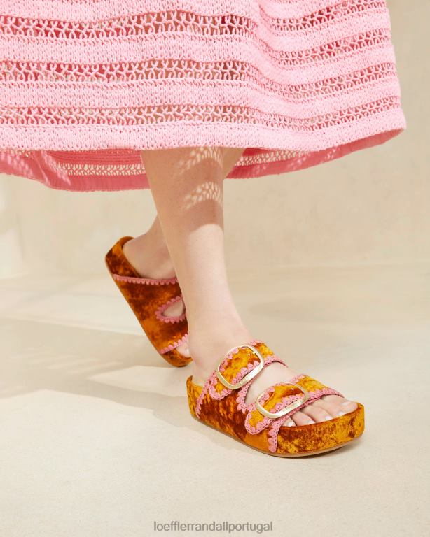 Loeffler Randall mulheres sandália theo com palmilha sapato ocre/blush FF0JR126