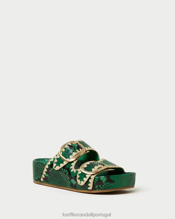 Loeffler Randall mulheres sandália theo com palmilha sapato verde/natural FF0JR120