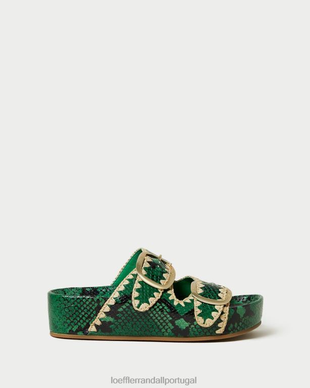 Loeffler Randall mulheres sandália theo com palmilha sapato verde/natural FF0JR120