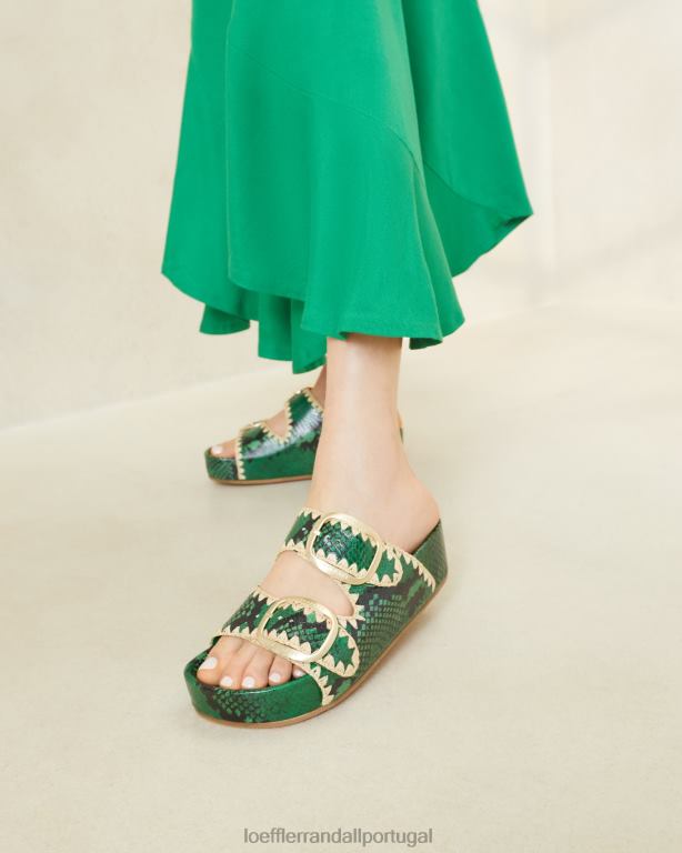 Loeffler Randall mulheres sandália theo com palmilha sapato verde/natural FF0JR120