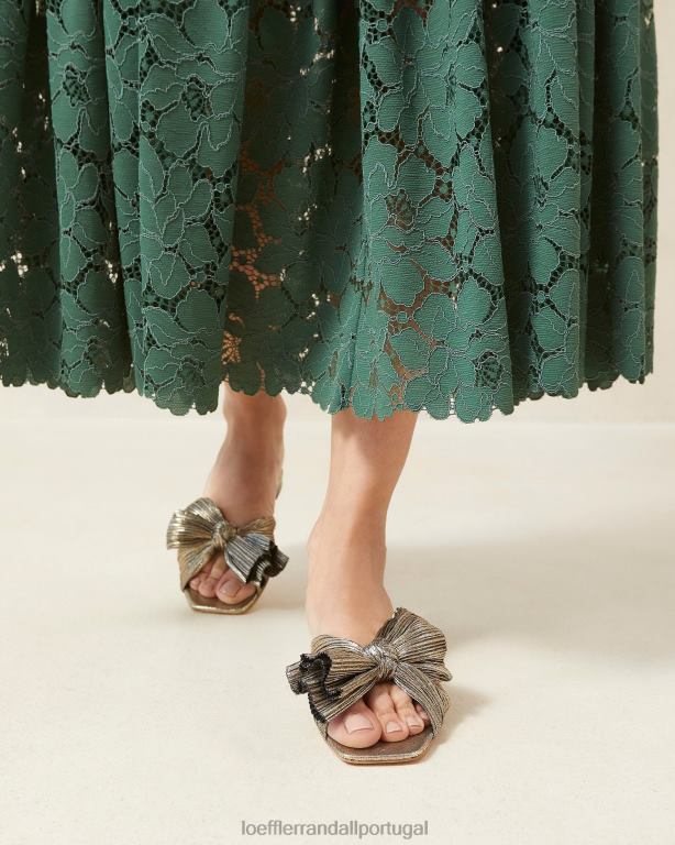 Loeffler Randall mulheres slide de arco daphne sapato ouro escuro FF0JR115