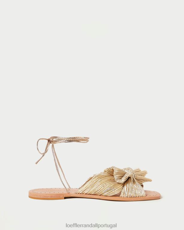 Loeffler Randall mulheres slide de laço plissado peônia sapato ouro FF0JR103